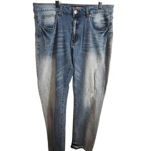 Dynasty Jeans 1738 Distressed Straight Leg Vintage Wash Denim Bottoms Size 36